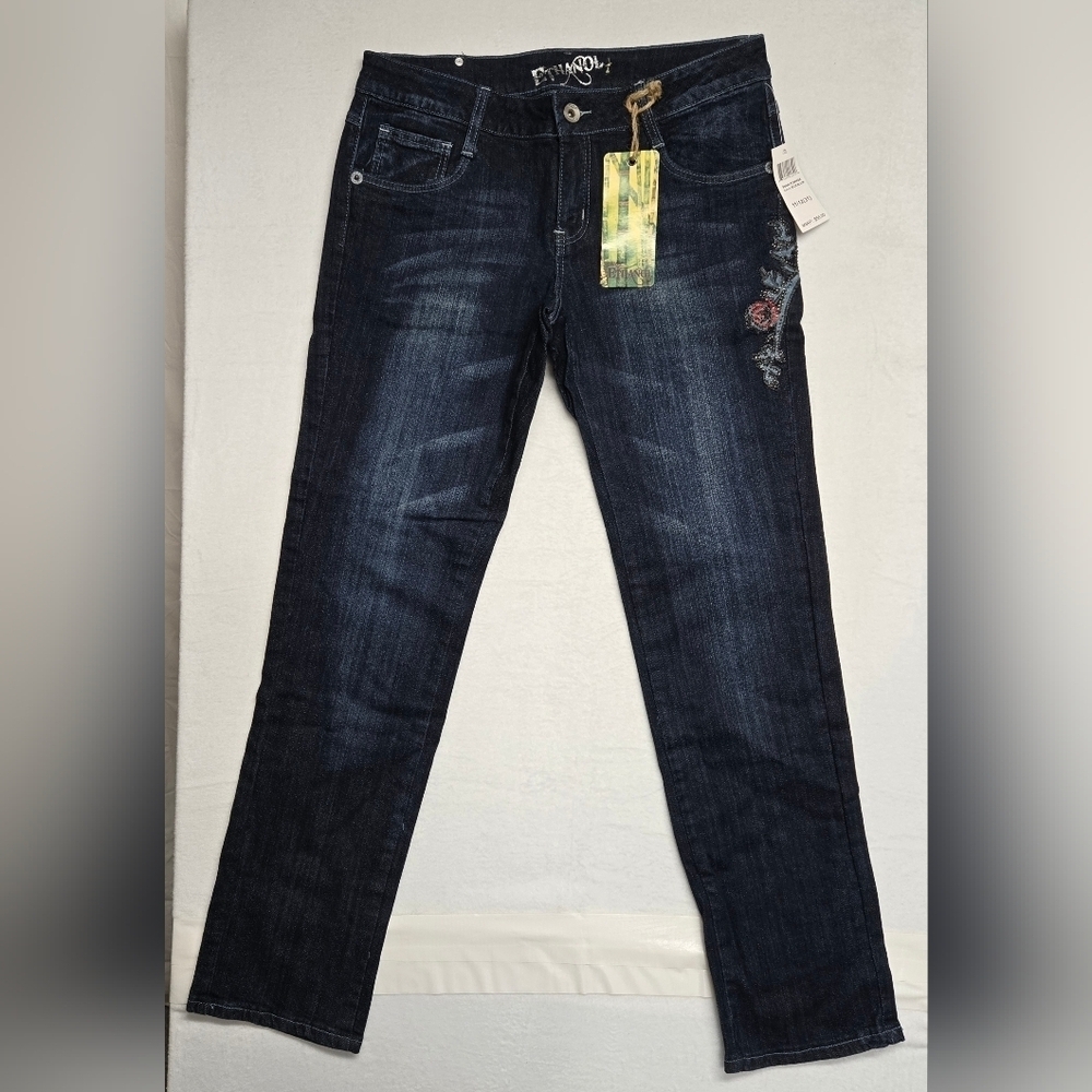 Ethanol Jeans 11/12 31 Skinny Leg Embellished Rhinestone Patch Wings Floral